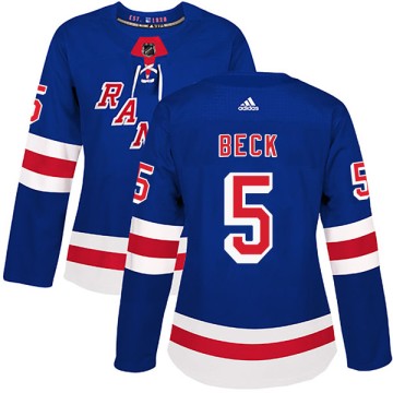 Authentic Adidas Women's Barry Beck New York Rangers Home Jersey - Royal Blue