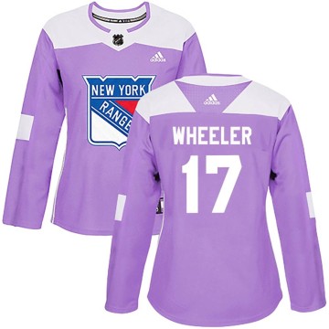 Authentic Adidas Women's Blake Wheeler New York Rangers Fights Cancer Practice Jersey - Purple