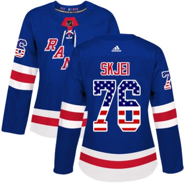 Authentic Adidas Women's Brady Skjei New York Rangers USA Flag Fashion Jersey - Royal Blue
