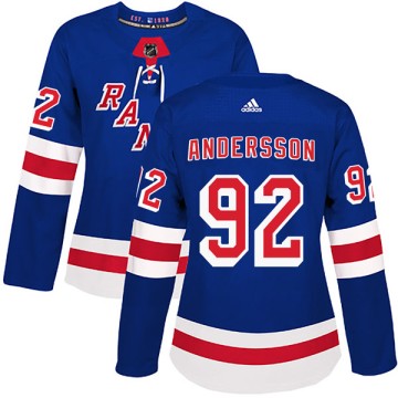 Authentic Adidas Women's Calle Andersson New York Rangers Home Jersey - Royal Blue