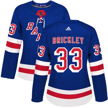 Authentic Adidas Women's Connor Brickley New York Rangers Home Jersey - Royal Blue