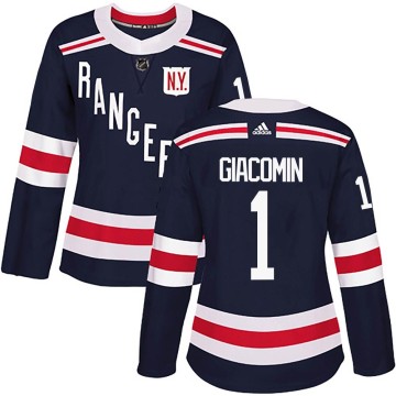 Authentic Adidas Women's Eddie Giacomin New York Rangers 2018 Winter Classic Home Jersey - Navy Blue