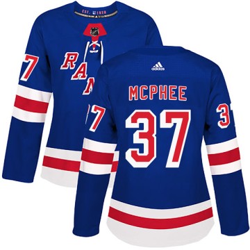 Authentic Adidas Women's George Mcphee New York Rangers Home Jersey - Royal Blue