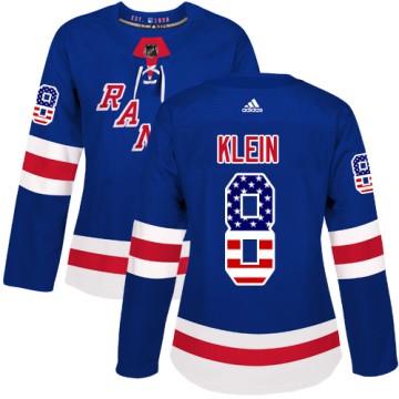 Authentic Adidas Women's Kevin Klein New York Rangers USA Flag Fashion Jersey - Royal Blue