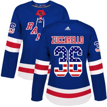 Authentic Adidas Women's Mats Zuccarello New York Rangers USA Flag Fashion Jersey - Royal Blue