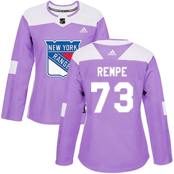 Authentic Adidas Women's Matt Rempe New York Rangers Fights Cancer Practice Jersey - Purple