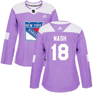 Authentic Adidas Women's Riley Nash New York Rangers Fights Cancer Practice Jersey - Purple