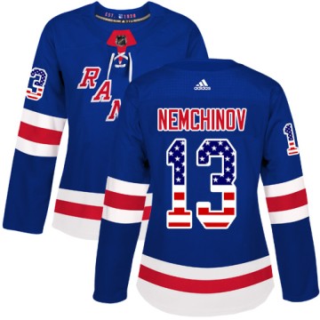 Authentic Adidas Women's Sergei Nemchinov New York Rangers USA Flag Fashion Jersey - Royal Blue