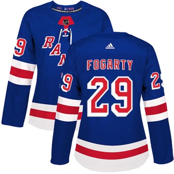 Authentic Adidas Women's Steven Fogarty New York Rangers Home Jersey - Royal Blue