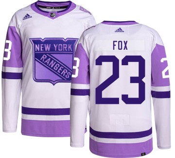 Authentic Adidas Youth Adam Fox New York Rangers Hockey Fights Cancer Jersey -