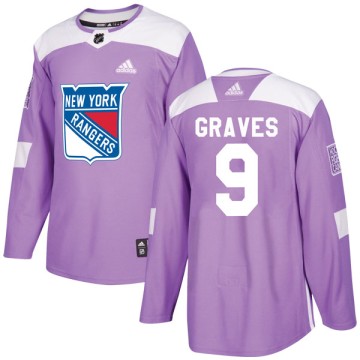Authentic Adidas Youth Adam Graves New York Rangers Fights Cancer Practice Jersey - Purple