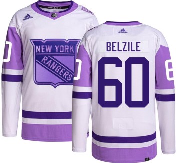 Authentic Adidas Youth Alex Belzile New York Rangers Hockey Fights Cancer Jersey -