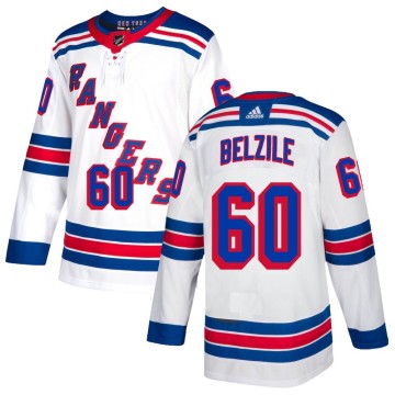 Authentic Adidas Youth Alex Belzile New York Rangers Jersey - White