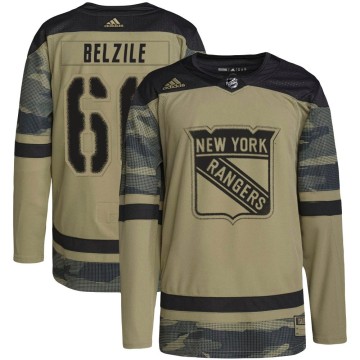 Authentic Adidas Youth Alex Belzile New York Rangers Military Appreciation Practice Jersey - Camo