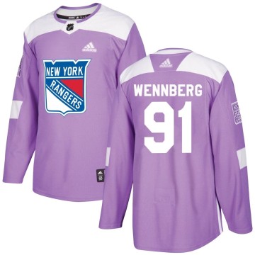 Authentic Adidas Youth Alex Wennberg New York Rangers Fights Cancer Practice Jersey - Purple