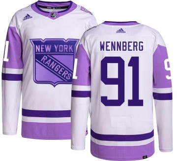 Authentic Adidas Youth Alex Wennberg New York Rangers Hockey Fights Cancer Jersey -
