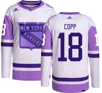 Authentic Adidas Youth Andrew Copp New York Rangers Hockey Fights Cancer Jersey -
