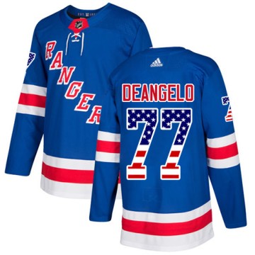 Authentic Adidas Youth Anthony DeAngelo New York Rangers USA Flag Fashion Jersey - Royal Blue