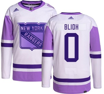 Authentic Adidas Youth Anton Blidh New York Rangers Hockey Fights Cancer Jersey -