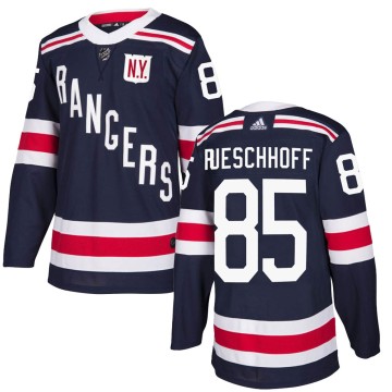 Authentic Adidas Youth Austin Rueschhoff New York Rangers 2018 Winter Classic Home Jersey - Navy Blue