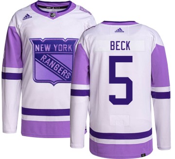 Authentic Adidas Youth Barry Beck New York Rangers Hockey Fights Cancer Jersey -
