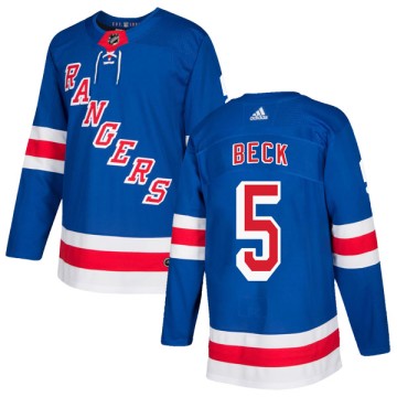 Authentic Adidas Youth Barry Beck New York Rangers Home Jersey - Royal Blue