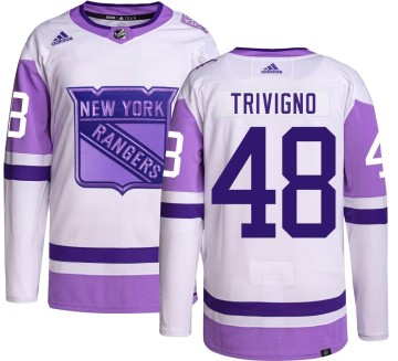 Authentic Adidas Youth Bobby Trivigno New York Rangers Hockey Fights Cancer Jersey -