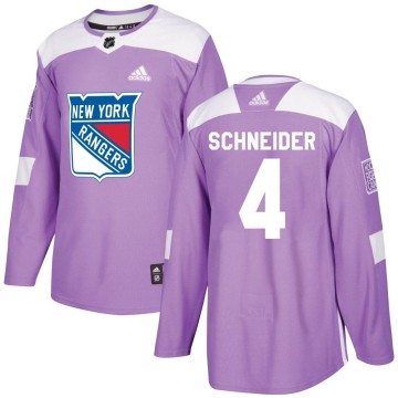 Authentic Adidas Youth Braden Schneider New York Rangers Fights Cancer Practice Jersey - Purple