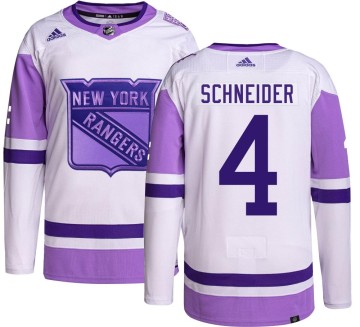 Authentic Adidas Youth Braden Schneider New York Rangers Hockey Fights Cancer Jersey -