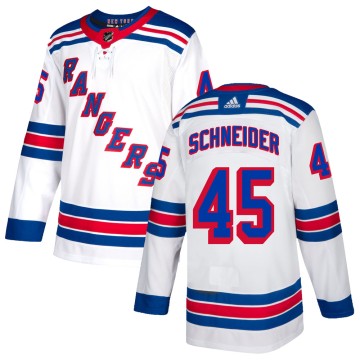 Authentic Adidas Youth Braden Schneider New York Rangers Jersey - White