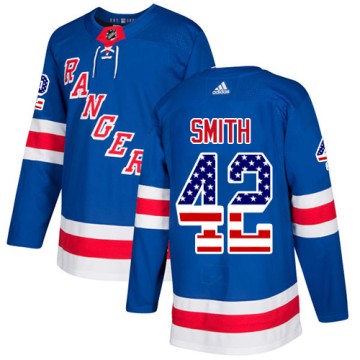 Authentic Adidas Youth Brendan Smith New York Rangers USA Flag Fashion Jersey - Royal Blue