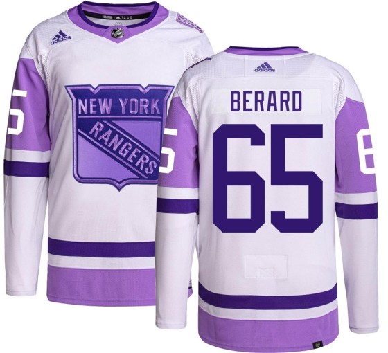 Authentic Adidas Youth Brett Berard New York Rangers Hockey Fights Cancer Jersey -