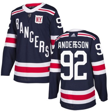 Authentic Adidas Youth Calle Andersson New York Rangers 2018 Winter Classic Home Jersey - Navy Blue