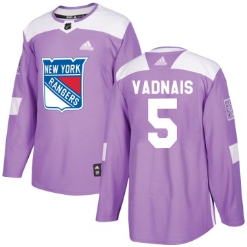 Authentic Adidas Youth Carol Vadnais New York Rangers Fights Cancer Practice Jersey - Purple