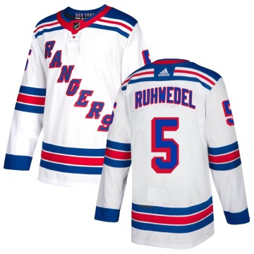 Authentic Adidas Youth Chad Ruhwedel New York Rangers Jersey - White
