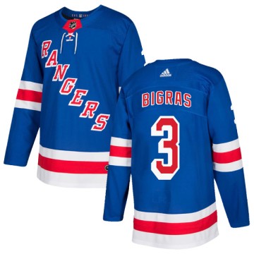 Authentic Adidas Youth Chris Bigras New York Rangers Home Jersey - Royal Blue