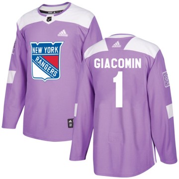 Authentic Adidas Youth Eddie Giacomin New York Rangers Fights Cancer Practice Jersey - Purple