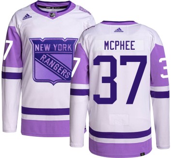 Authentic Adidas Youth George Mcphee New York Rangers Hockey Fights Cancer Jersey -