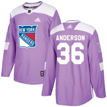 Authentic Adidas Youth Glenn Anderson New York Rangers Fights Cancer Practice Jersey - Purple