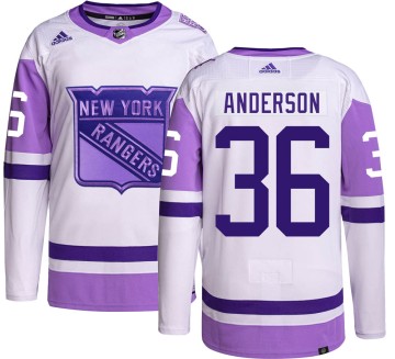 Authentic Adidas Youth Glenn Anderson New York Rangers Hockey Fights Cancer Jersey -
