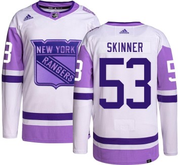 Authentic Adidas Youth Hunter Skinner New York Rangers Hockey Fights Cancer Jersey -