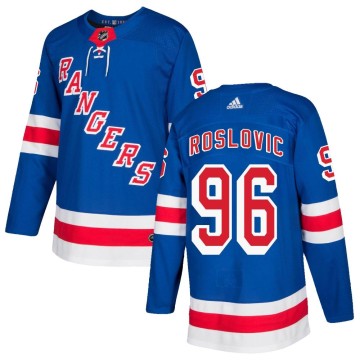 Authentic Adidas Youth Jack Roslovic New York Rangers Home Jersey - Royal Blue