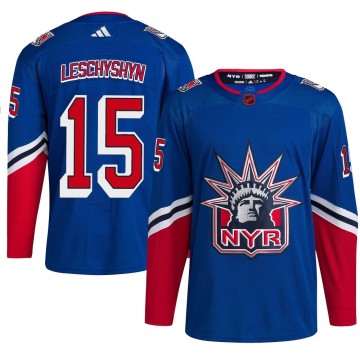 Authentic Adidas Youth Jake Leschyshyn New York Rangers Reverse Retro 2.0 Jersey - Royal