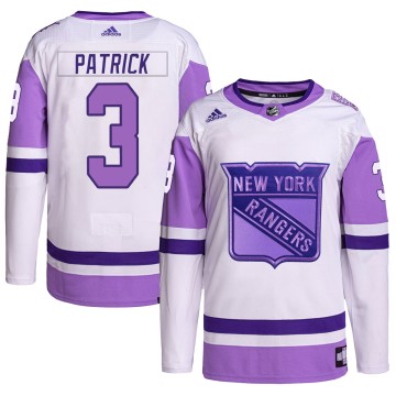 Authentic Adidas Youth James Patrick New York Rangers Hockey Fights Cancer Primegreen Jersey - White/Purple