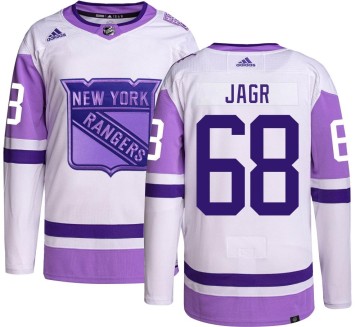 Authentic Adidas Youth Jaromir Jagr New York Rangers Hockey Fights Cancer Jersey -