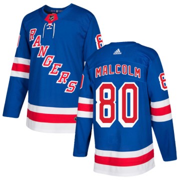 Authentic Adidas Youth Jeff Malcolm New York Rangers Home Jersey - Royal Blue