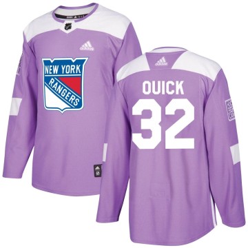 Authentic Adidas Youth Jonathan Quick New York Rangers Fights Cancer Practice Jersey - Purple