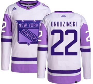 Authentic Adidas Youth Jonny Brodzinski New York Rangers Hockey Fights Cancer Jersey -