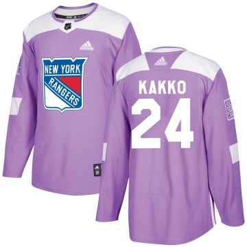 Authentic Adidas Youth Kaapo Kakko New York Rangers Fights Cancer Practice Jersey - Purple