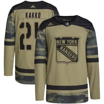 Authentic Adidas Youth Kaapo Kakko New York Rangers Military Appreciation Practice Jersey - Camo